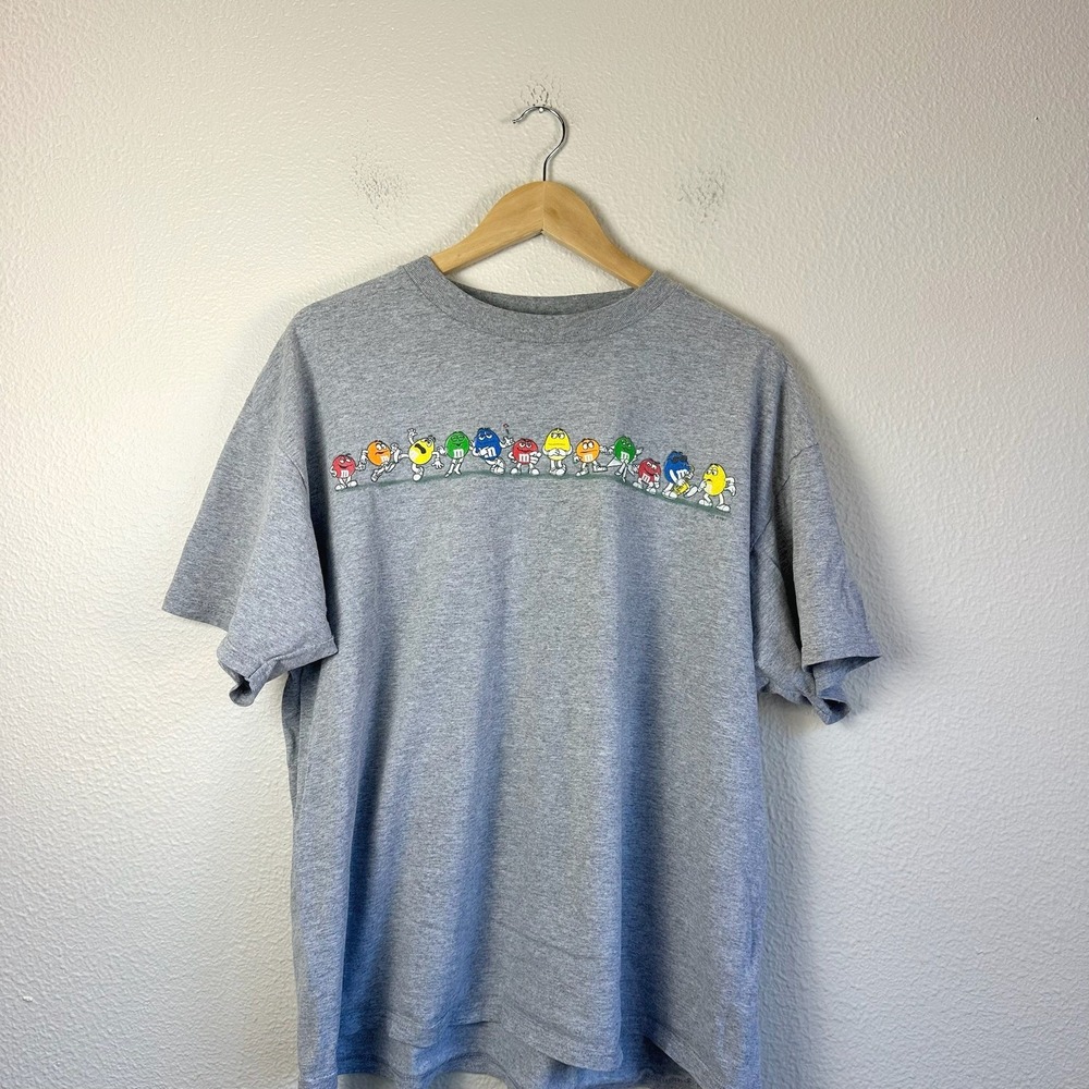 90s M&M's Graphic T-Shirt Mens XL Gray Excellent Vintage Character Crew Neck Tee